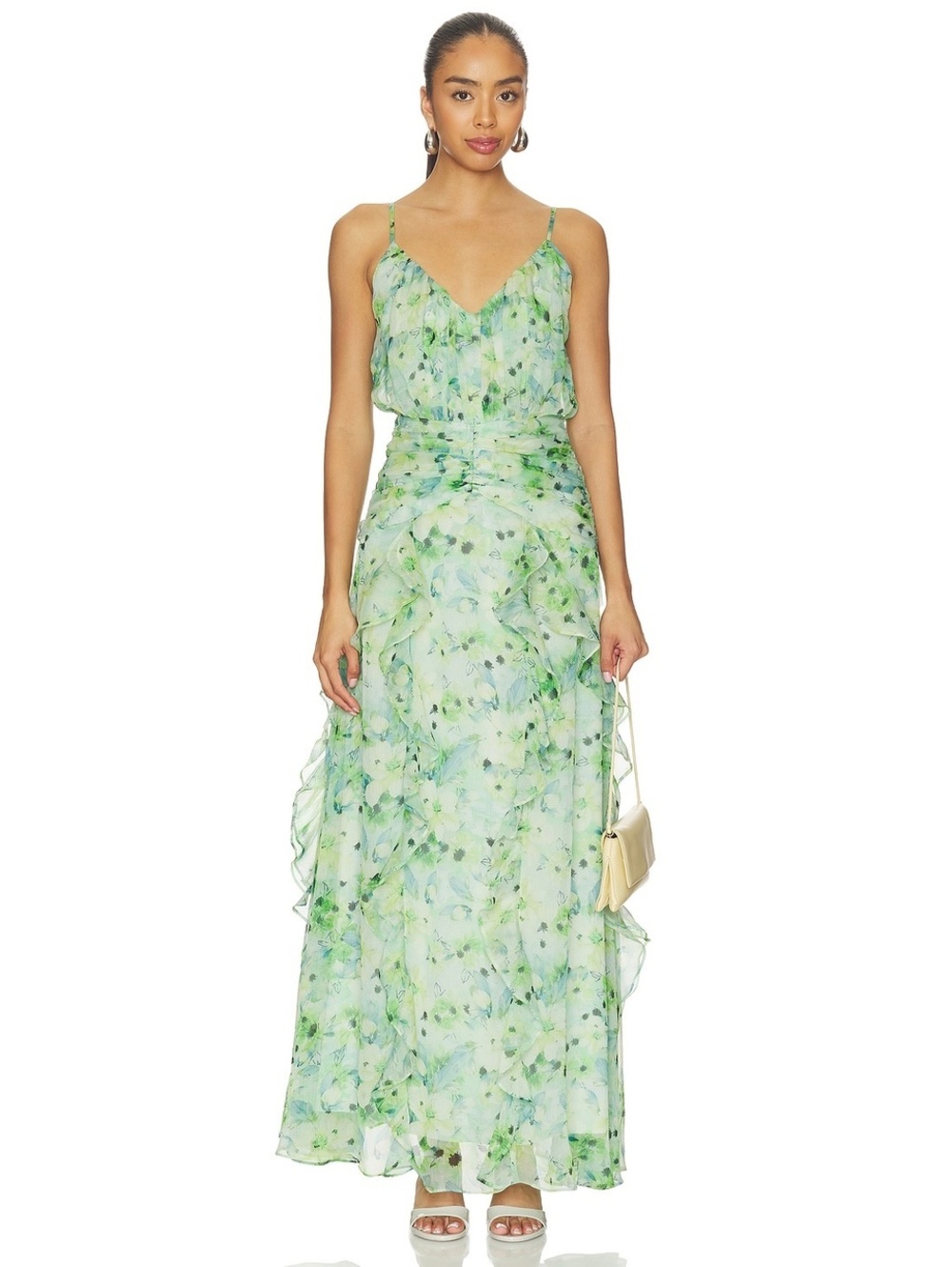 ASTR Brianna Dress in Green Floral